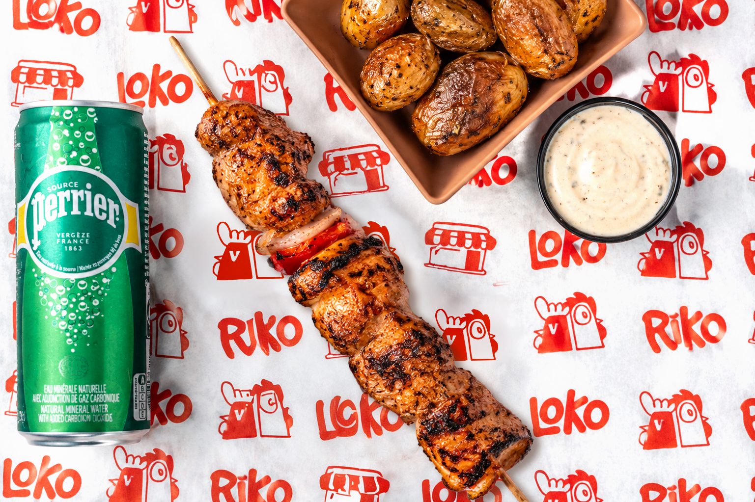 Brochette de poulet braisé