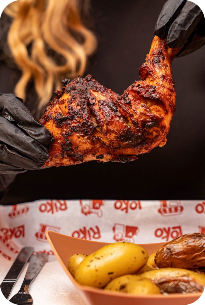 Cuisse de poulet braisée à la flamme